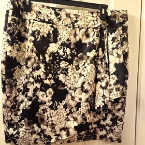 SPIEGEL Vintage WOMEN'S BLACK AND WHITE FLOWERED FULLY LINED SKIRT SIZE 18